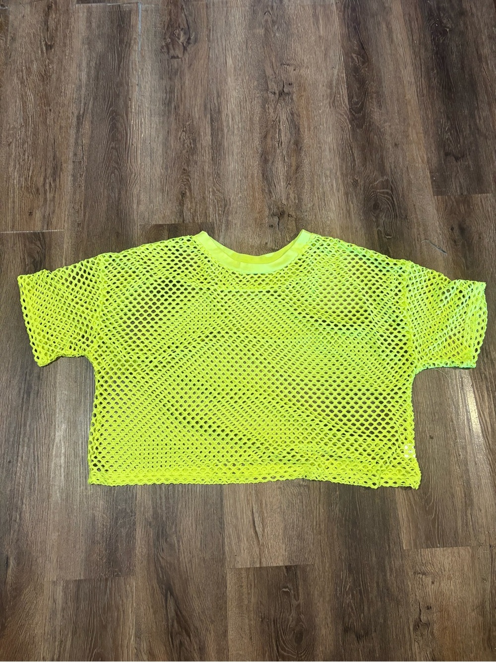 Neon Yellow Mesh Boxy Crop - Unisex Size Large
